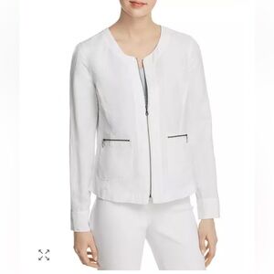 NIC+ZOE Classic White Blazer with Zipper Details
